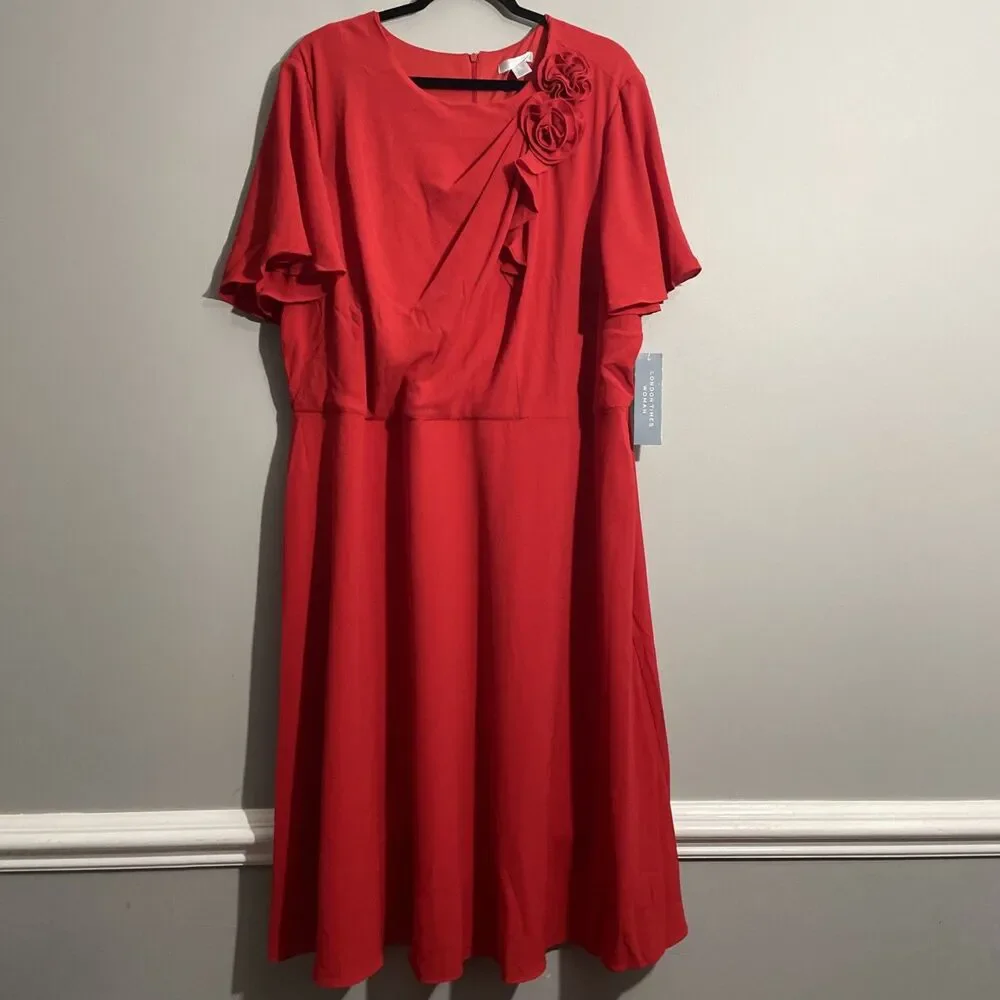 London Times Women’s 22W Cherry Red Dress NWT Plus Size Cocktail Party Dress